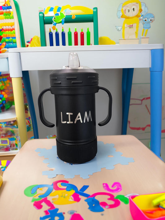 Personalized Sippy Cup Tumbler – Custom Engraved with Name, Spill-Proof Kids Cup, Baby Gift, Toddler Cup in Choice of Colors, Back to school