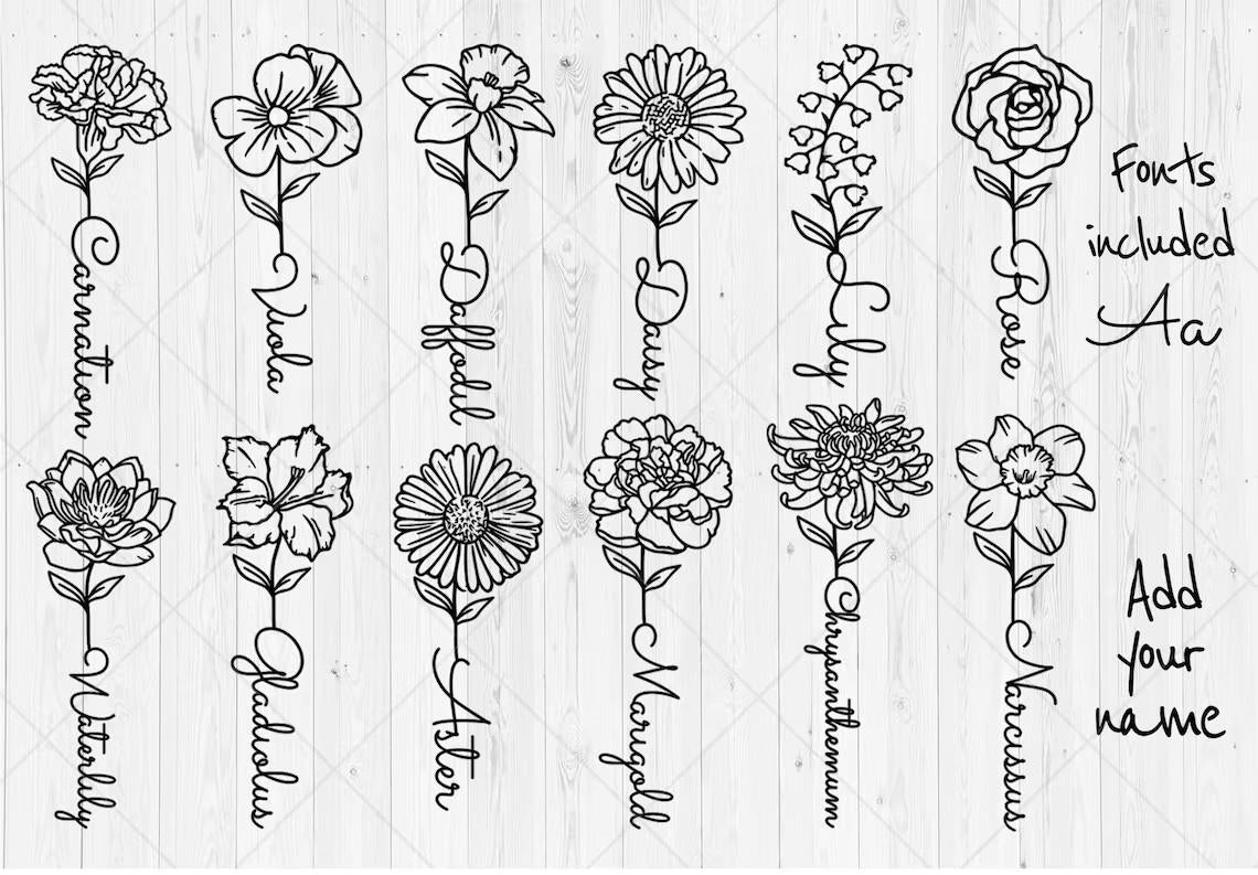 Personalized Engraved Birth Flower Tumbler with Name – Custom tumbler Gift for Her, mothers day gift