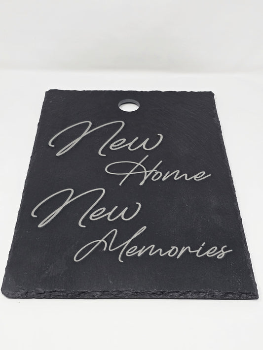 Engraved Cutting Board – “New Home New Memories” – Housewarming Gift – Rustic Kitchen Decor – Personalized Charcuterie Board